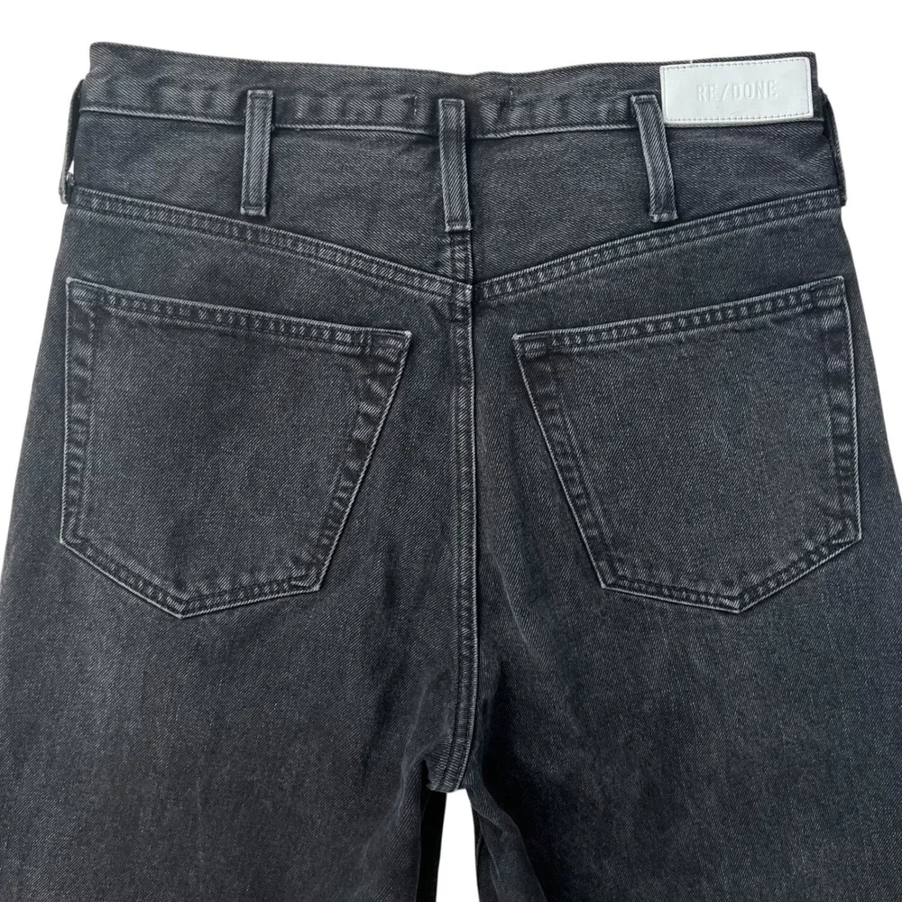 Re/Done Black 80s Peg Leg Hidden Button Fly Tapered Leg Jeans Black Wash SZ 28